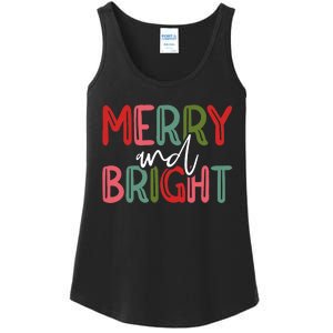 Merry And Bright Christmas Pajama Cute Xmas Holiday Ladies Essential Tank