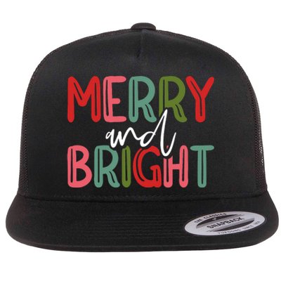 Merry And Bright Christmas Pajama Cute Xmas Holiday Flat Bill Trucker Hat