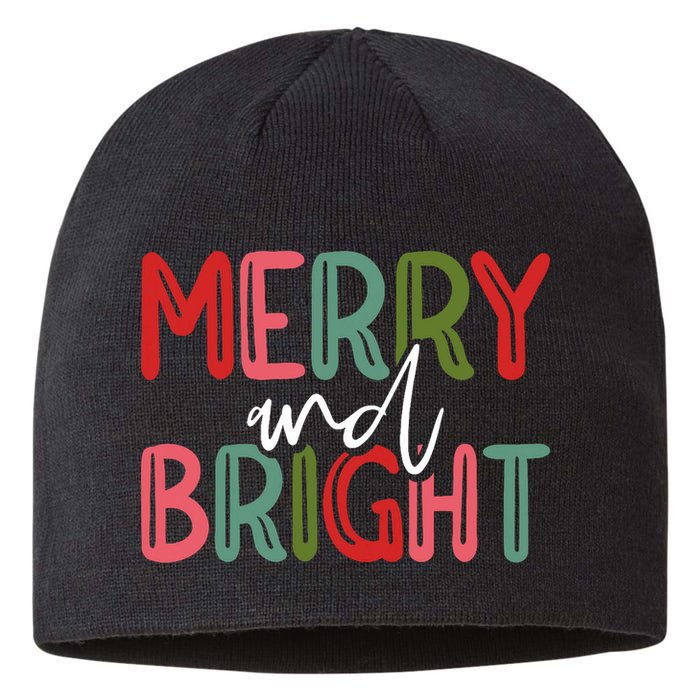 Merry And Bright Christmas Pajama Cute Xmas Holiday Sustainable Beanie