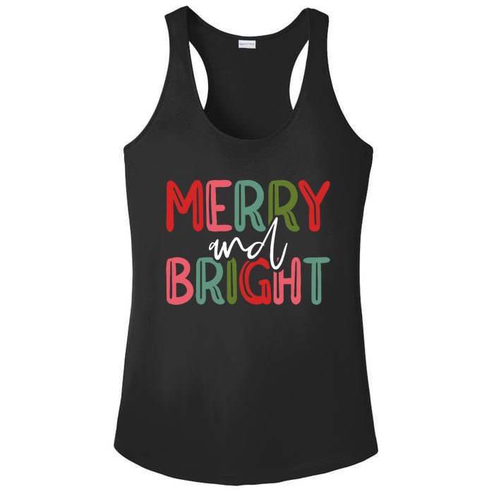 Merry And Bright Christmas Pajama Cute Xmas Holiday Ladies PosiCharge Competitor Racerback Tank