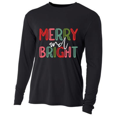 Merry And Bright Christmas Pajama Cute Xmas Holiday Cooling Performance Long Sleeve Crew