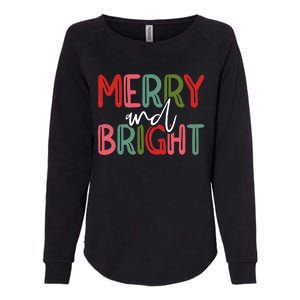 Merry And Bright Christmas Pajama Cute Xmas Holiday Womens California Wash Sweatshirt