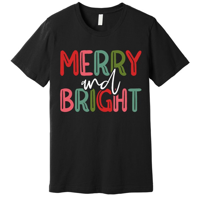 Merry And Bright Christmas Pajama Cute Xmas Holiday Premium T-Shirt