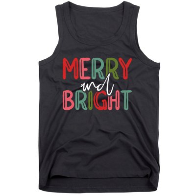 Merry And Bright Christmas Pajama Cute Xmas Holiday Tank Top