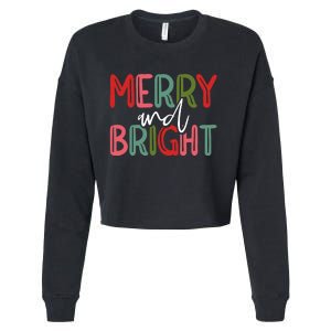 Merry And Bright Christmas Pajama Cute Xmas Holiday Cropped Pullover Crew