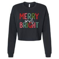 Merry And Bright Christmas Pajama Cute Xmas Holiday Cropped Pullover Crew