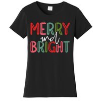 Merry And Bright Christmas Pajama Cute Xmas Holiday Women's T-Shirt