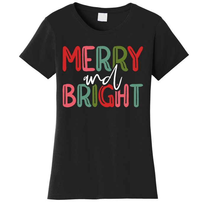 Merry And Bright Christmas Pajama Cute Xmas Holiday Women's T-Shirt