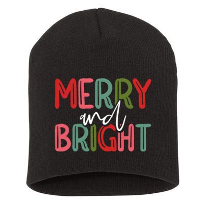 Merry And Bright Christmas Pajama Cute Xmas Holiday Short Acrylic Beanie