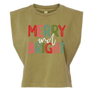 Merry And Bright Christmas Pajama Cute Xmas Holiday Garment-Dyed Women's Muscle Tee