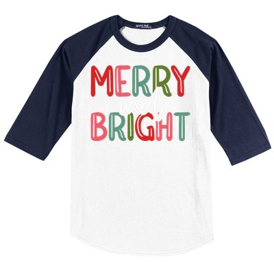 Merry And Bright Christmas Pajama Cute Xmas Holiday Baseball Sleeve Shirt