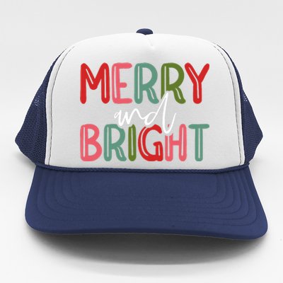 Merry And Bright Christmas Pajama Cute Xmas Holiday Trucker Hat