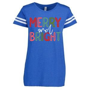 Merry And Bright Christmas Pajama Cute Xmas Holiday Enza Ladies Jersey Football T-Shirt