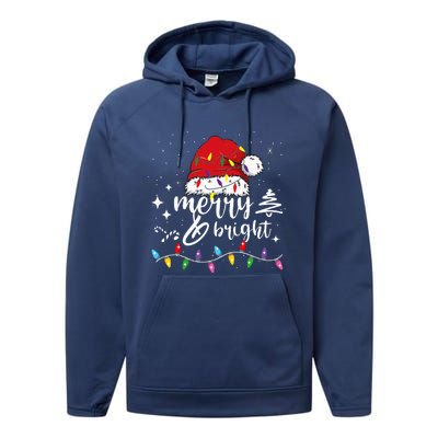 Merry And Bright Christmas Lights Xmas Performance Fleece Hoodie