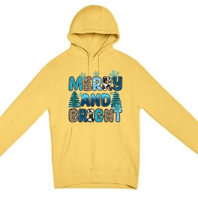 Merry And Bright Winter Xmas Tree Lights Western Christmas Premium Pullover Hoodie