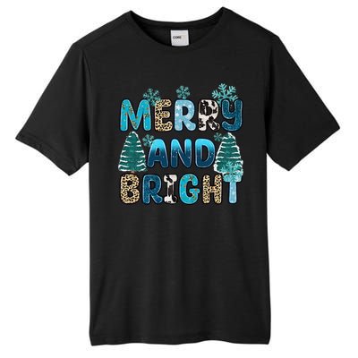 Merry And Bright Winter Xmas Tree Lights Western Christmas Tall Fusion ChromaSoft Performance T-Shirt