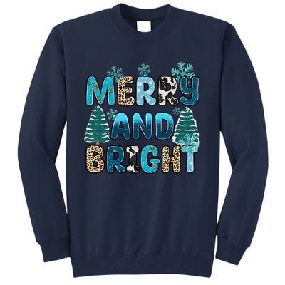 Merry And Bright Winter Xmas Tree Lights Western Christmas Tall Sweatshirt