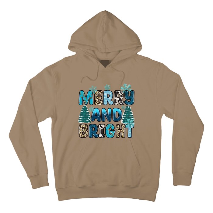 Merry And Bright Winter Xmas Tree Lights Western Christmas Hoodie