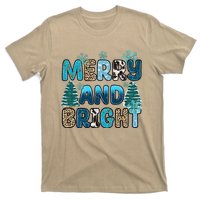 Merry And Bright Winter Xmas Tree Lights Western Christmas T-Shirt