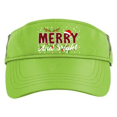 Merry And Bright Buffalo Plaid Red Santa Hat Christmas Xmas Adult Drive Performance Visor