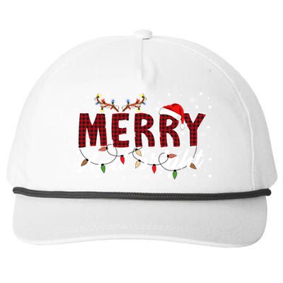 Merry And Bright Buffalo Plaid Red Santa Hat Christmas Xmas Snapback Five-Panel Rope Hat