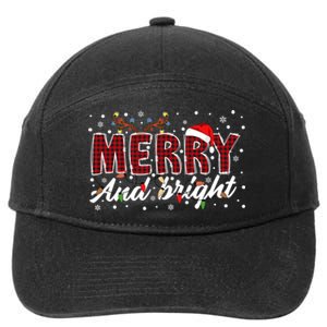 Merry And Bright Buffalo Plaid Red Santa Hat Christmas Xmas 7-Panel Snapback Hat