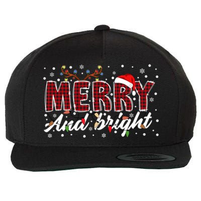 Merry And Bright Buffalo Plaid Red Santa Hat Christmas Xmas Wool Snapback Cap