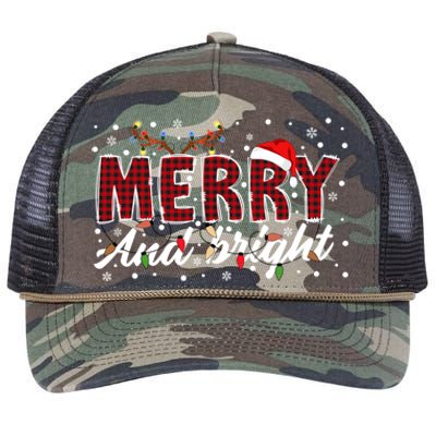 Merry And Bright Buffalo Plaid Red Santa Hat Christmas Xmas Retro Rope Trucker Hat Cap