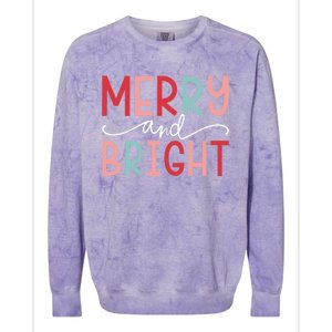 Merry And Bright Holiday Season Winter Vibes Christmas Gift Colorblast Crewneck Sweatshirt