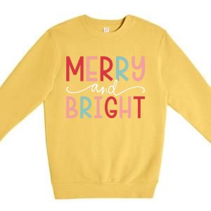 Merry And Bright Holiday Season Winter Vibes Christmas Gift Premium Crewneck Sweatshirt