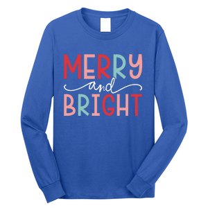 Merry And Bright Holiday Season Winter Vibes Christmas Gift Long Sleeve Shirt