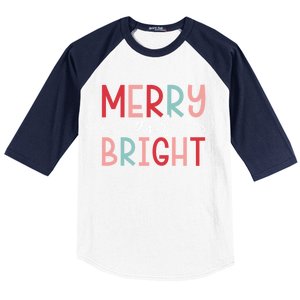 Merry And Bright Holiday Season Winter Vibes Christmas Gift Baseball Sleeve Shirt