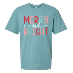 Merry And Bright Holiday Season Winter Vibes Christmas Gift Sueded Cloud Jersey T-Shirt