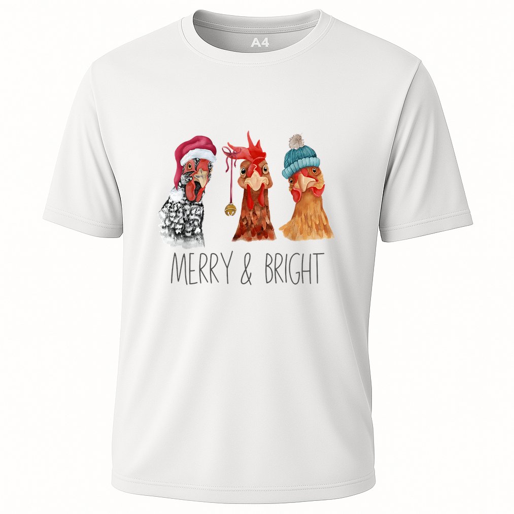 Merry And Bright Funny Holiday Chickens Christmas Performance Shirt
