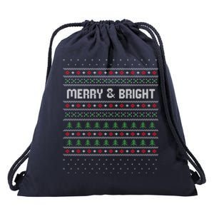 Merry And Bright Holiday Winter Vibes Christmas Funny Gift Drawstring Bag