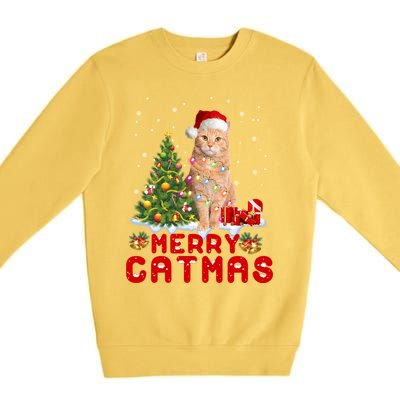 Meowy And Bright Merry Catmas Matching Pajamas Happy Family Great Gift Premium Crewneck Sweatshirt