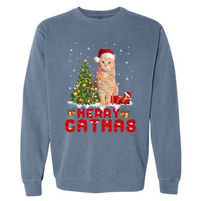 Meowy And Bright Merry Catmas Matching Pajamas Happy Family Great Gift Garment-Dyed Sweatshirt