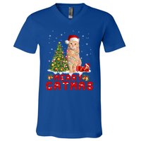 Meowy And Bright Merry Catmas Matching Pajamas Happy Family Great Gift V-Neck T-Shirt