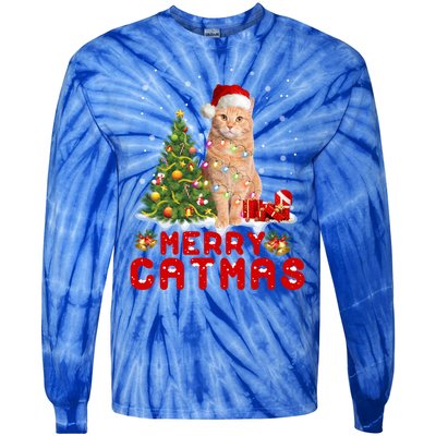 Meowy And Bright Merry Catmas Matching Pajamas Happy Family Great Gift Tie-Dye Long Sleeve Shirt