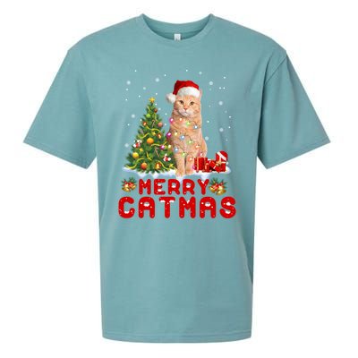 Meowy And Bright Merry Catmas Matching Pajamas Happy Family Great Gift Sueded Cloud Jersey T-Shirt