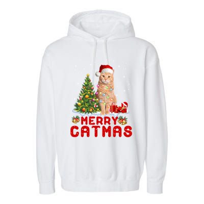 Meowy And Bright Merry Catmas Matching Pajamas Happy Family Great Gift Garment-Dyed Fleece Hoodie