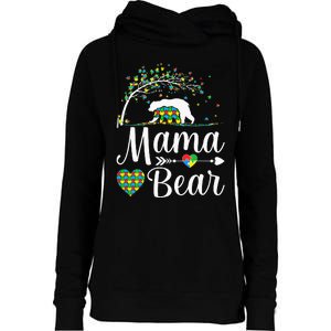 Mama and Bear Support Autistic Autism Mom Womens Funnel Neck Pullover Hood