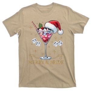 Merry And Bride Bachelorette Party Cocktail Drink Christmas T-Shirt