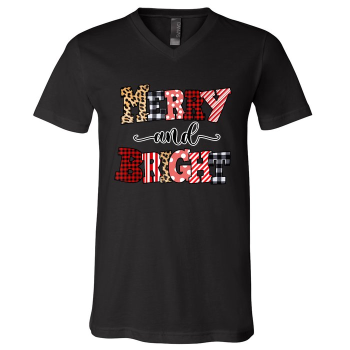 Merry And Bright Christmas Vibes Collection Tank Top V-Neck T-Shirt