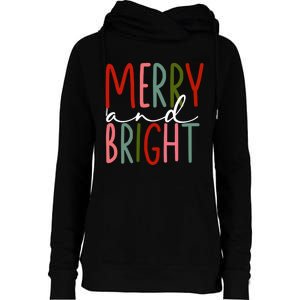 Merry And Bright Womens Funnel Neck Pullover Hood