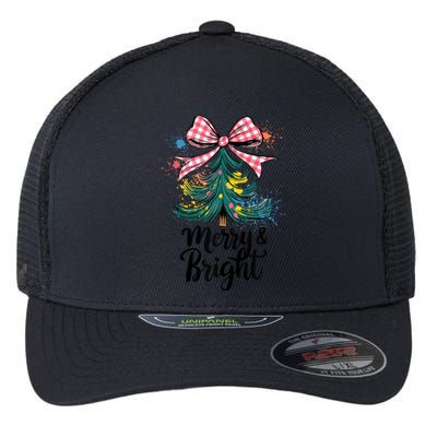 Merry And Bright Colorful Christmas Tree Coquette Women Tank Top Flexfit Unipanel Trucker Cap