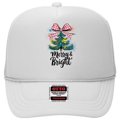 Merry And Bright Colorful Christmas Tree Coquette Women Tank Top High Crown Mesh Back Trucker Hat