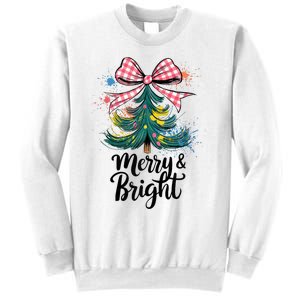 Merry And Bright Colorful Christmas Tree Coquette Women Tank Top Sweatshirt