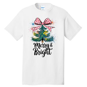 Merry And Bright Colorful Christmas Tree Coquette Women Tank Top Tall T-Shirt