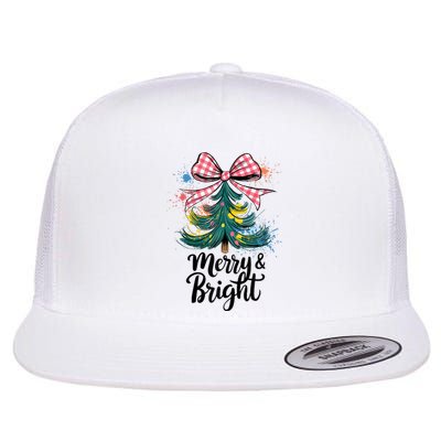 Merry And Bright Colorful Christmas Tree Coquette Women Tank Top Flat Bill Trucker Hat